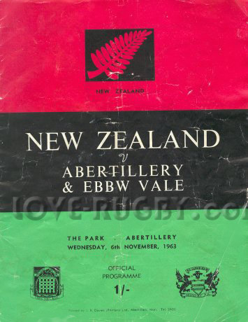 1963 Abertillery and Ebbw Vale v New Zealand  Rugby Programme